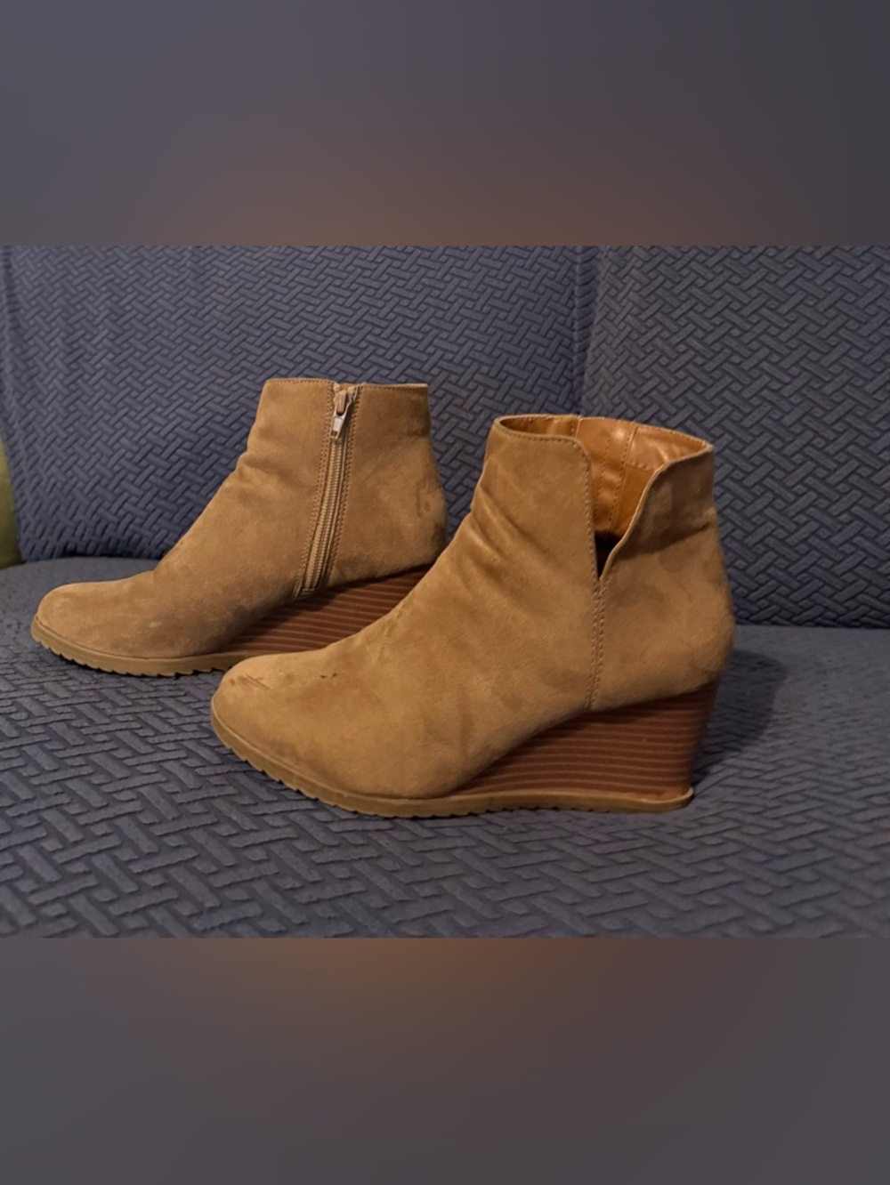 Style & Co. Tan Suede Wedge Ankle Booties